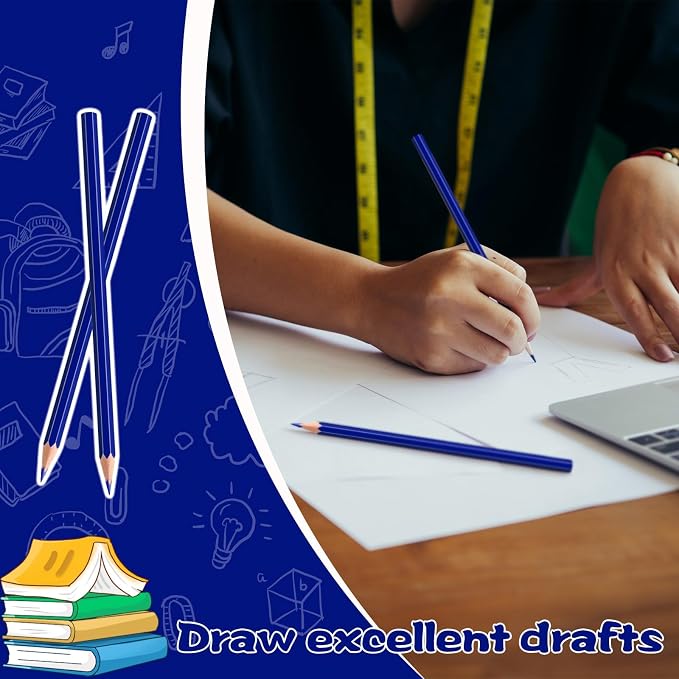 24 Pack Dark Blue Colored Pencils for Kids, Pre-sharpened Art Pencils Back to School Supplies Set, Drawing Sketching Pencils for Students, Teachers, Classroom