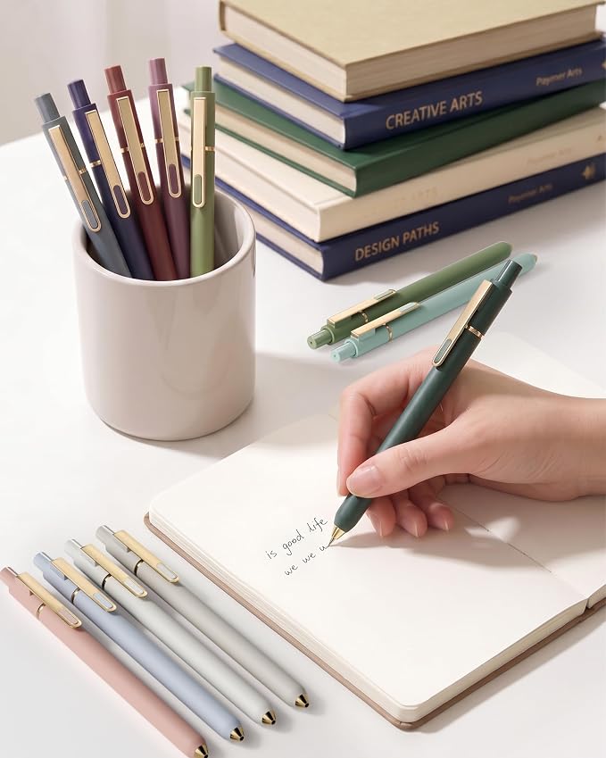 SUNEE Gel Pens, 12 Pack 0.5mm Pens Fine Point Smooth Writing Pens with Quick-Dry Black Ink, Cute Aesthetic School Office Note-Taking Pens for Journaling - Assorted