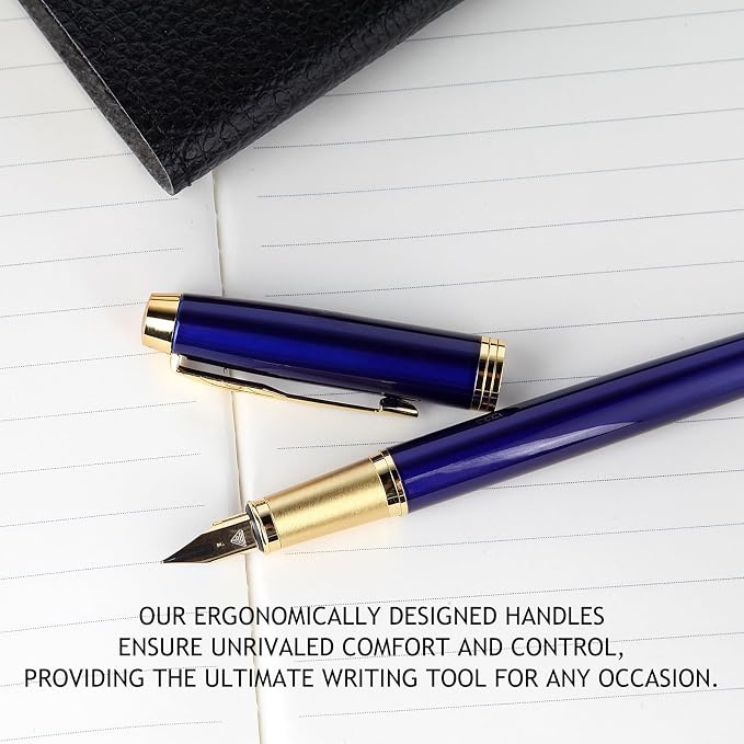 Fountain Pen, luxury pens,Fine point smooth writing pens for journaling fancy pens with Gift Case 10 black ink cartridges an ink converte nice pens metal pen writer gifts（Red）