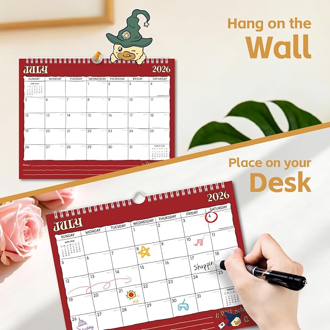 Comix x Bduck 18 Month Wall Calendar 2026-2027 11x8.5 Inch, Monthly Planner Jul 2026 to Dec 2027, Thick 120GSM Paper with Stable Twin-Wire Binding for Home Office Planning