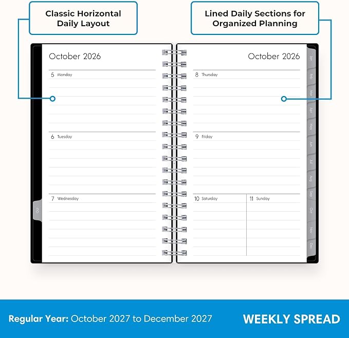 Blue Sky 2027 15-Month Weekly & Monthly Planner, 3.625"x6.125", Enterprise | October 2026 - December 2027, Mini, Flexible Cover, Durable Twin Wire Binding, Laminated Tabs