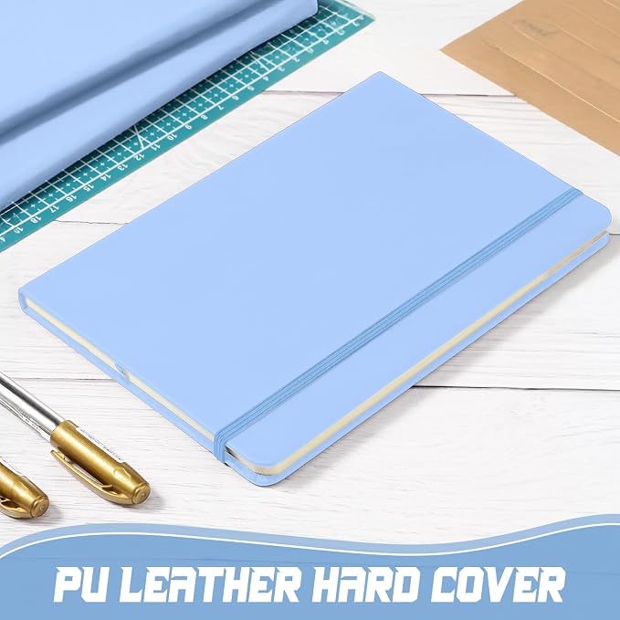 Honoson 20 Pack A5 Lined Journal Notebooks Hardcover Executive Notebook 5.5" x 8.3" PU Leather Wide Ruled Journals Bulk 160 Pages for Back to School Supplies Office Business Home (Light Blue)
