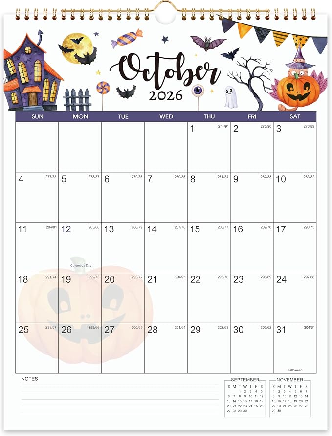 Calendar 2026-2027 - Wall Calendar 2026-2027, July 2026 - December 2027, 11.49'' x 14.56'', Vertical Wall Calendars with Julian Dates, Hanging Hole, Thick Paper