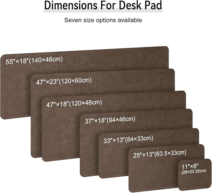 Imitation Crazy Horse Leather Desk Mat - Waterproof Desk Pad - Ideal for Large Mouse Pad and Desk Mats on Top of Desks (Chestnut+Chestnut, 33"*13")