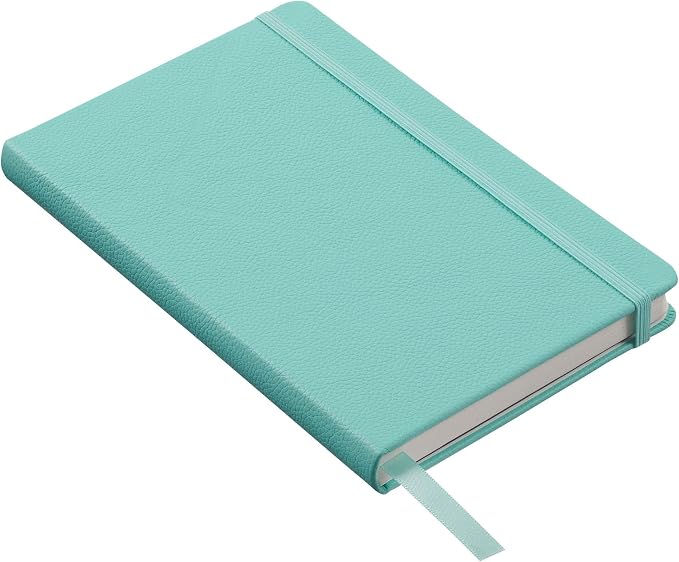 Leather Notebook, Writing Journal, Full-Grain Leather, Narrow Ruled Paper, Notebooks for Work & School, Reef Blue (8.4" x 5.4”)