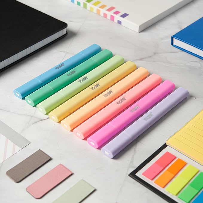 BLIEVE Bible Highlighters No Bleed Through, Pastel Colors, Dual Tip, 8 Pack | Aesthetic Cute Highlighters, Chisel Tip & Fine Point For Bible & Journaling, Back To School Supplies