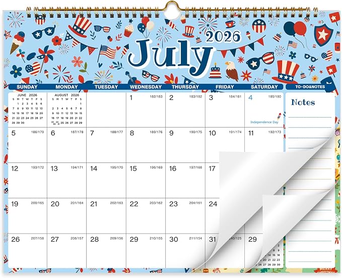 Calendar 2026-2027, 18 Monthly 2026-2027 Wall Calendar July 2026 - December 2027, 14.8" X 11.5", Calendar with Twin-Wire Binding, Hanging Hook, Blocks and Julian Dates (Seasonal Designs)
