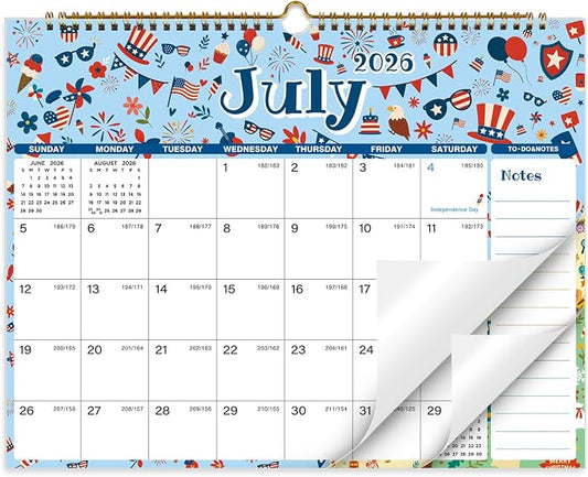 Calendar 2026-2027, 18 Monthly 2026-2027 Wall Calendar July 2026 - December 2027, 14.8" X 11.5", Calendar with Twin-Wire Binding, Hanging Hook, Blocks and Julian Dates (Seasonal Designs)