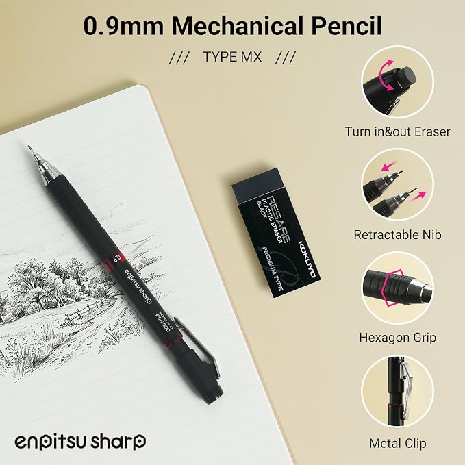 KOKUYO College Stationery Kit, B5 Smart Ring Binder+Graph Paper, 6 Notebooks (Wide+Flat), 0.9mm Mechanical Pencil, 4 Gel Pens (0.5mm Black), Correction Tape, Eraser, Pencil Pouch for College & Office