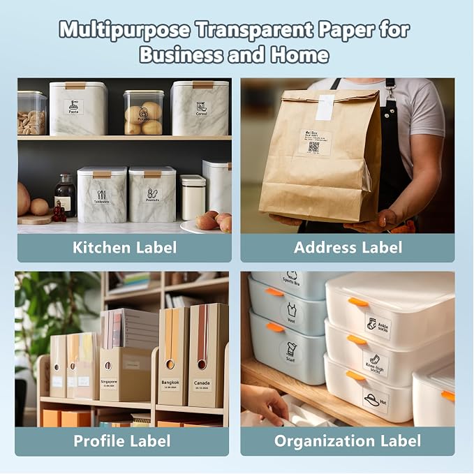 Phomemo Transparent Thermal Label Paper, 1.57"x1.18" (40x30mm), 230 Labels/Roll, Round, Multi-Purpose, Clear