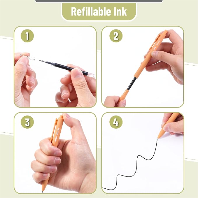 Mr. Pen- Retractable Gel Pens, 12 Pack, Black Ink | Late Harvest Color Barrel, Fine Point 0.5mm, Fast Dry, Smooth Writing, Cute Pens for Drawing