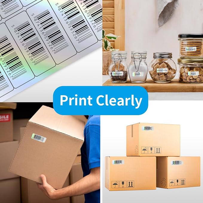 1" x 2-5/8" Address Labels- Holographic Color Stickers for Laser/Ink Jet Printer mailing Labels 8.5"×11"- Holographic Silver/ 20 Sheet