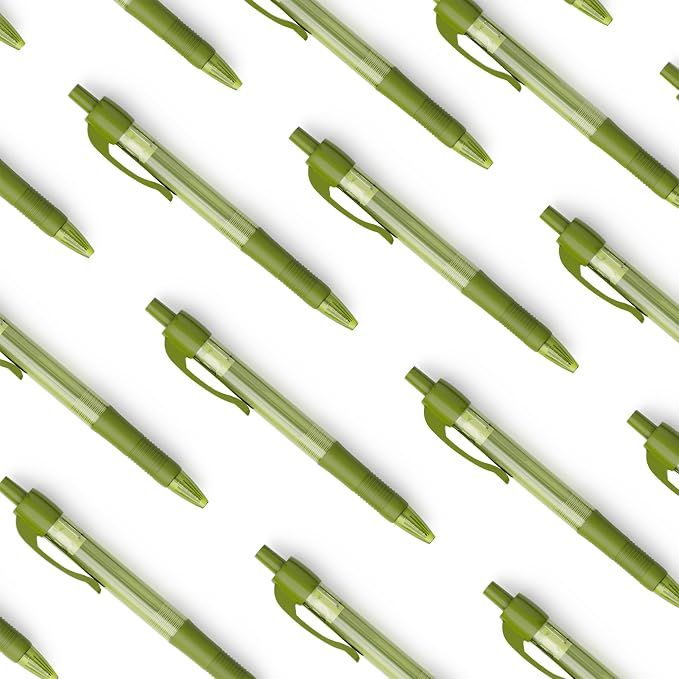 deegtran Pens Bulk, 30 Pack No Bleed Sage Green Ink Click Pens with Soft Grip, Wholesale Retractable Ballpoint Pens for Office School, Medium Point Smooth 1.0MM