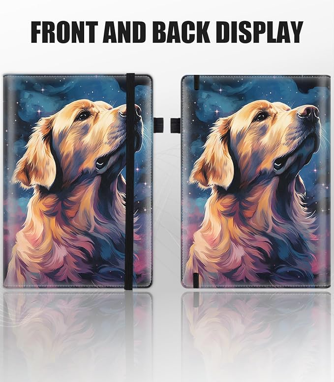 Hardcover Executive Notebooks, A5 PU Leather Lined Journal Notebook, 200 Pages Thick Paper Subject Notebooks for School,Work,Home Writing Business Notebook, Diary Book ， Golden Retriever Dog