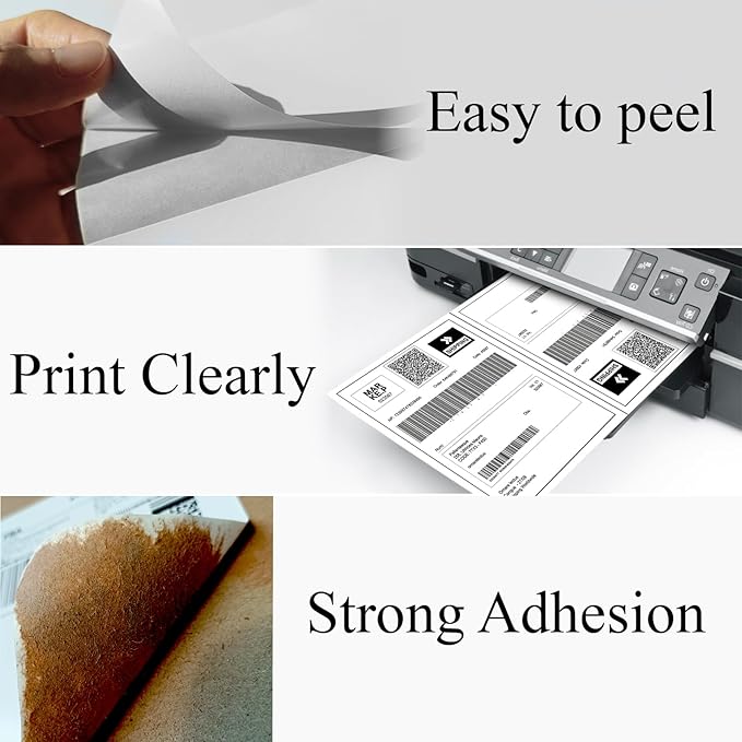 (1000 Sheets, 2000 Labels) Sticker Paper, 11" x 8.5" Half Sheet Shipping Address Labels, 2 Per Page Self Adhesive Mailing Label for Laser and Inkjet Printers