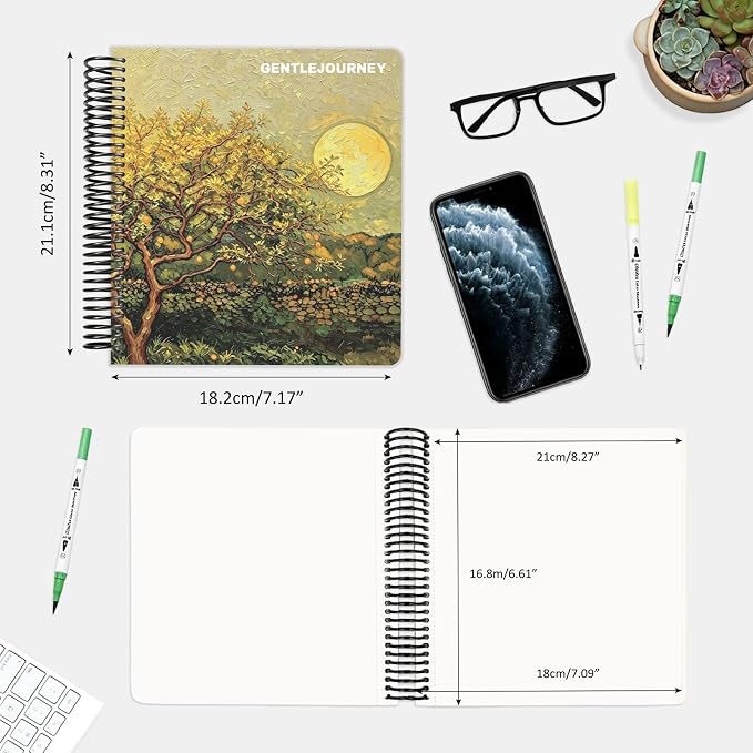 Hardcover Sketchbook,7.2"x8.3"Spiral Bound Drawing Pad,Citrus Moonlight | 150gsm(92lb)Acid-Free Thick Paper,Blank Art Journal for Adults,Artists&Beginners,Ideal for Sketching,Doodling and Mixed Media