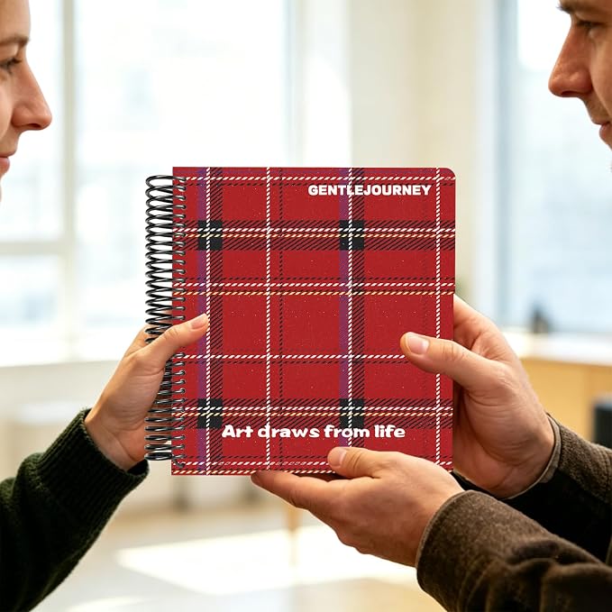 Hardcover Sketchbook,7.2"x8.3"Spiral Bound Drawing Pad,Red Grid | 150gsm(92lb)Acid-Free Thick Paper,Blank Art Journal for Adults,Artists&Beginners,Ideal for Sketching,Doodling and Mixed Media