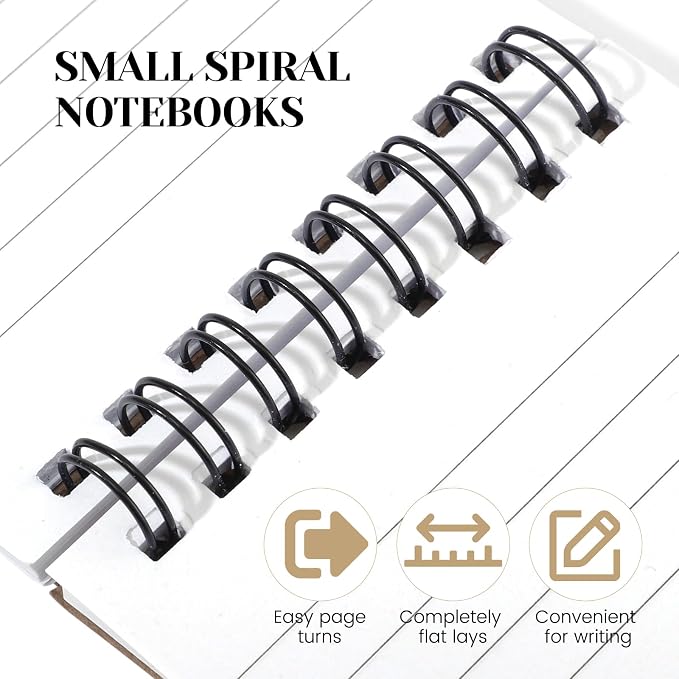 Thboxes 8 Pack Pocket Notebook, 3x5 Small Spiral Notebooks with 60 Sheets/120 Lined Pages Small Notebook Spiral Notepads Mini Note Pads Notebooks for School Office (Brown)