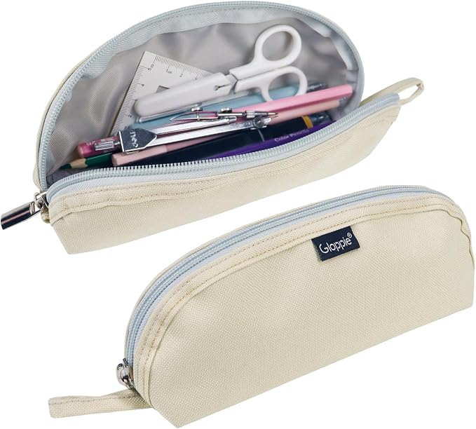 Gloppie Pencil Pouch - Practical Pencil Case, Aesthetic Simple Pencil Bag, Small Pen Holder, Back to School Supplies for Girls Boys, Off White