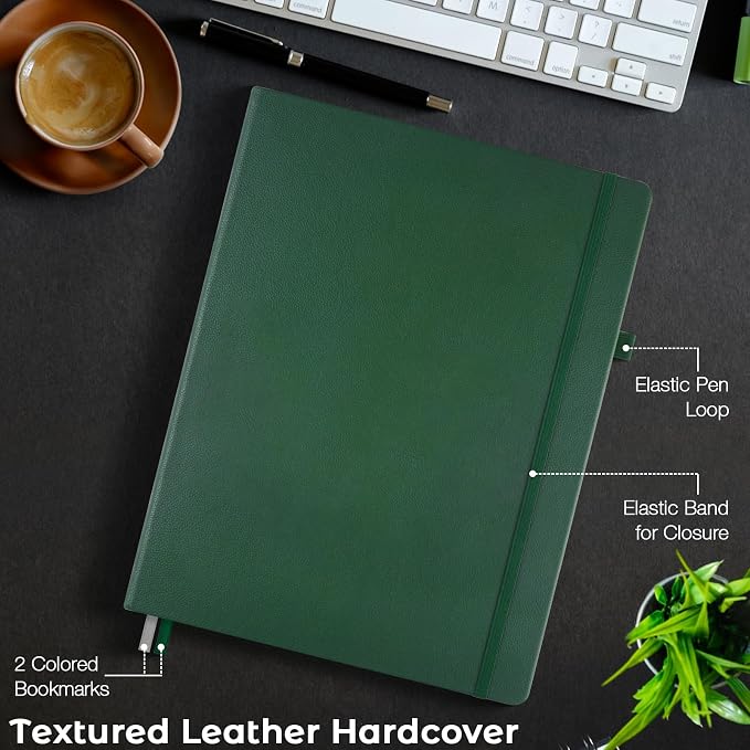 Blank Notebook, Hardcover Sketchbook, Leather Unlined Journal for Women Men | No Bleed Thick Paper Sketch Book for Drawing/Writing/Journaling, Lay Flat, A5 Portable Size for Work, School, and Travel