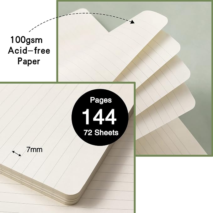 URSUNSHINE Ruled Notebook/Journal - Classic Lined Journal/Notebook, Hardcover with Thick Paper, 5.3" x 8.26", Banded + Pen Holder +Inner Pocket - Gray