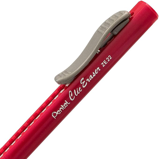 Pentel Clic Retractable Eraser, Assorted Colored Pen Style Grip Erasers, Pack of 14
