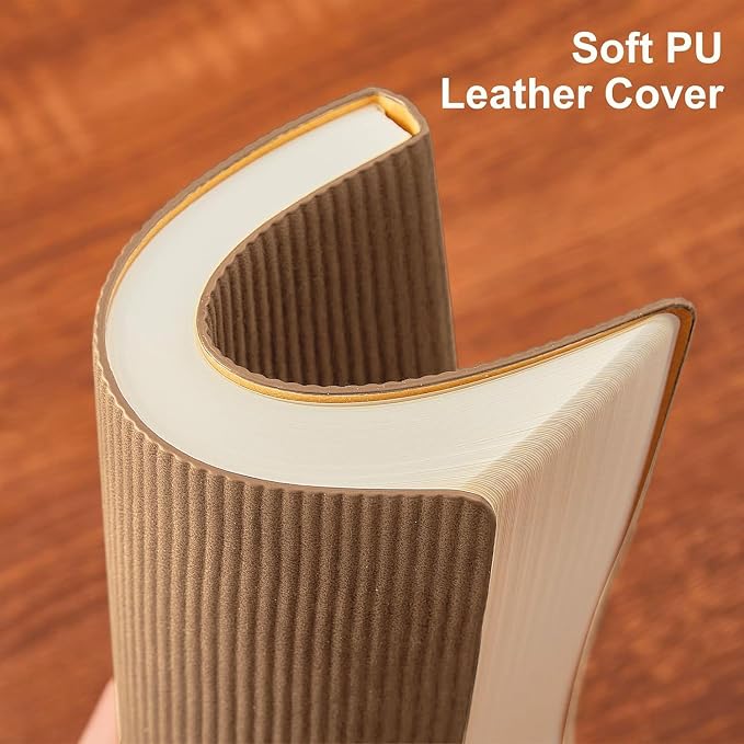 Lined Journal Notebook for Work College Ruled Note Book7.2" x 9.6" B5 PU Leather Daily Journaling 160 Pages for Women Men Writing Home School Supplies Business (Khaki)