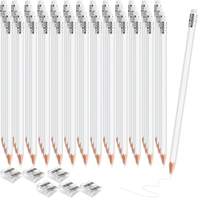 120 PCS Erasable Colored Pencils with Eraser Pre Sharpened Pencil 2 HB - Ideal for Checking, Grading, Tests & Office/School Supplies (White)