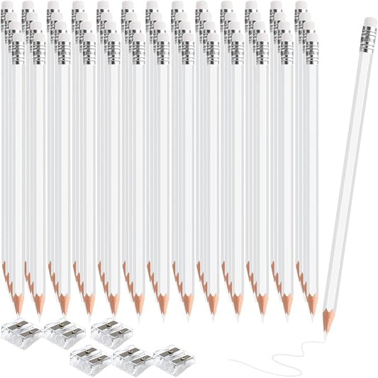 120 PCS Erasable Colored Pencils with Eraser Pre Sharpened Pencil 2 HB - Ideal for Checking, Grading, Tests & Office/School Supplies (White)