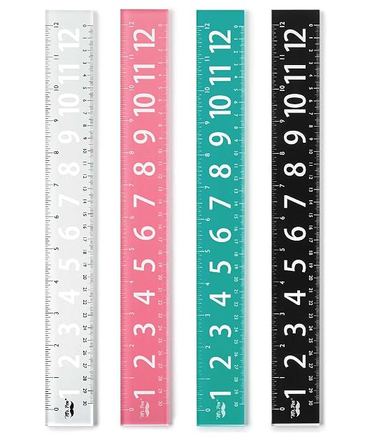Mr. Pen- Plastic Rulers with Large Numbers, 4 Pack, 12 Inch | Easy-to-Read Markings, Scratch-Resistant Design, Durable Ruler for Crafting Office & School, Colorful Rulers for Kids