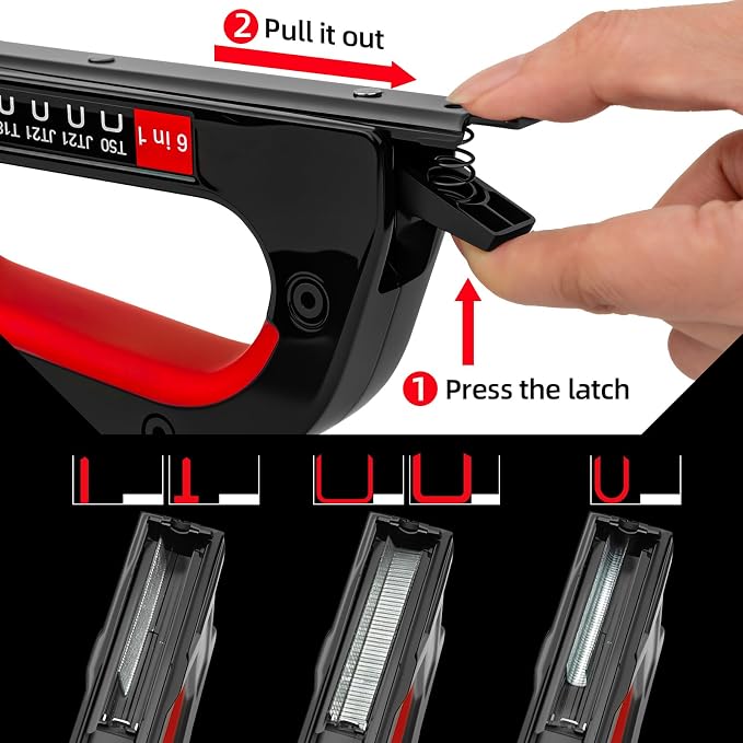 GRENPRO Staple Gun, 6-in-1 Manual Brad Nailer with 5000 Staples, Upholstery Stapler Gun for Wood, Carpentry, DIY Crafts, Furniture