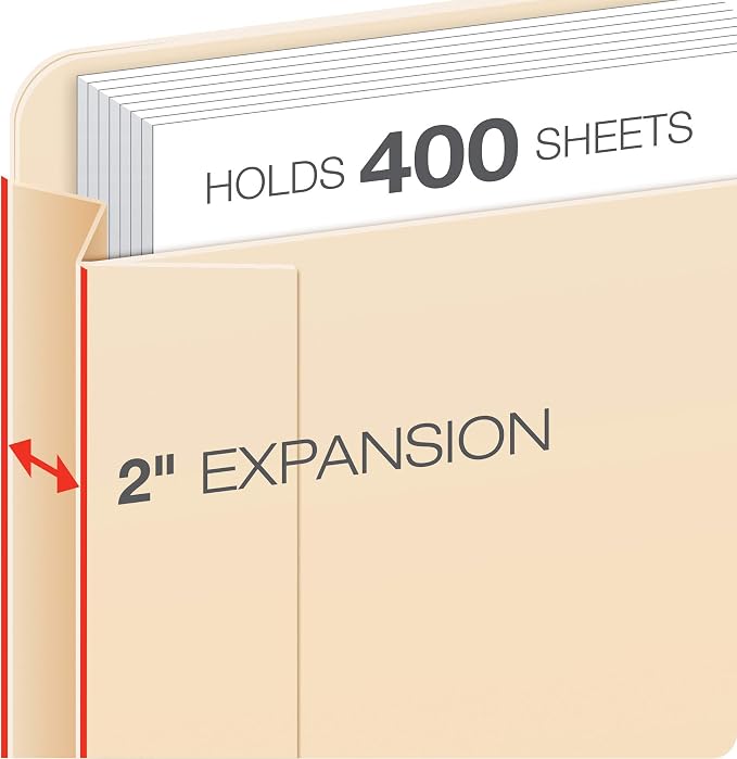 Pendaflex File Jackets, Legal Size, Manila, 2" Expansion, Reinforced Straight-Cut Tabs with Thumb Cut, 50 Per Box (23200EE), Beige, (Pack of 4)