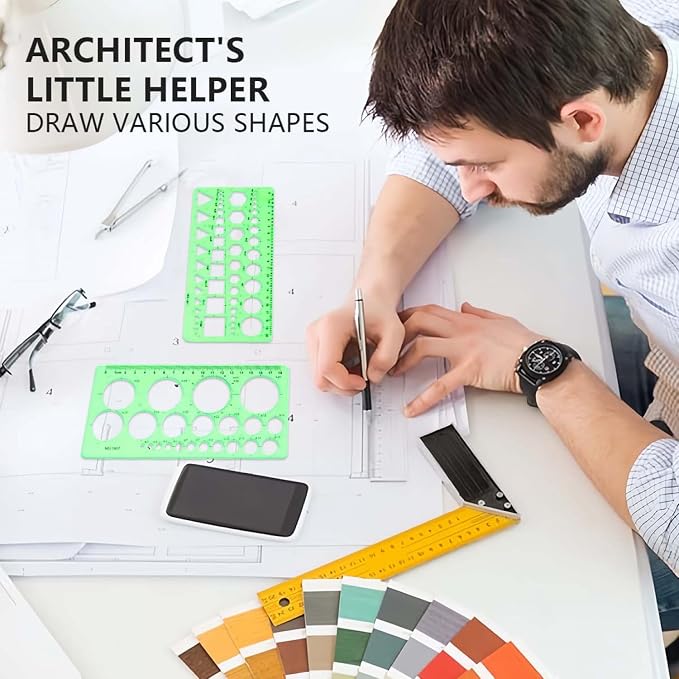 SenseYo 3 Pack Plastic Circle Template Stencil Round Measuring Geometric Circle Oval Stencil Ruler Drafting Drawing Tools Set Architecture Supplies for Office Building Formwork Studying Designing