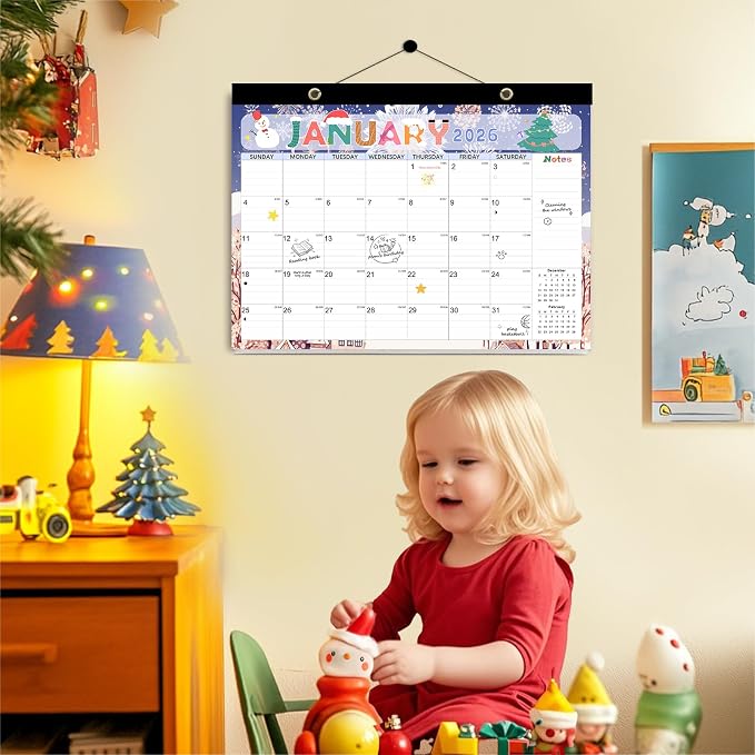 Desk Calendar 18 Months 17" x 12", Colorful-1 PACK | Thick No-Bleed Paper | Large Ruled Blocks | Transparent Cover | Perfect for Home & Office