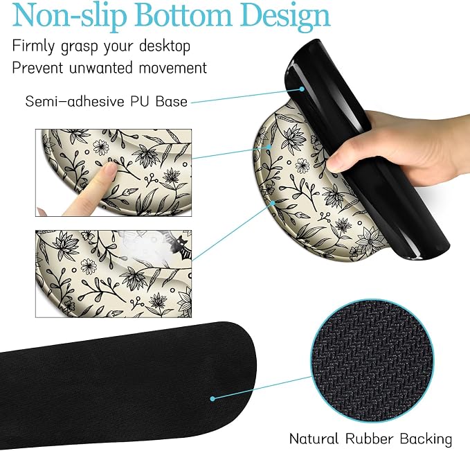 LIMKRIAN Goth Bat Ergonomic Mouse Pad Set, Large Desk Mat for Desktop | Comfort Wrist Rest for Computer Keyboard Mat Wrist Support, Coaster, Gothic Gaming Office Desk Accessories Decor Supplies
