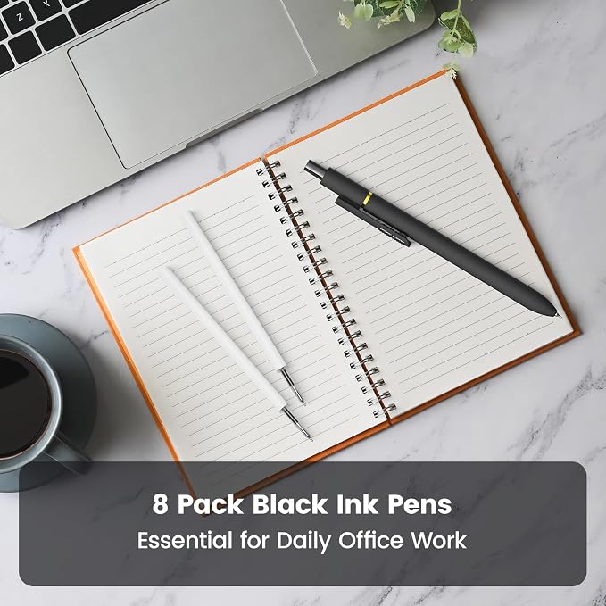 Retractable Gel Pens, 8 Pack Quick-Drying Black Ink with Fidget | 0.7mm Fine Point, Smooth Writing, Long-Lasting Ink, Stress Relief Pens for Journaling, School Office, Gift for Women Men