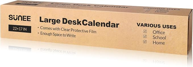 SUNEE Desk Calendar 2026 Large 22x17 from July 2026 to December 2027, Extra Large Desktop Monthly Calendar Pad 18 Months For Teacher or Office, Desk Top, Black Minimalism