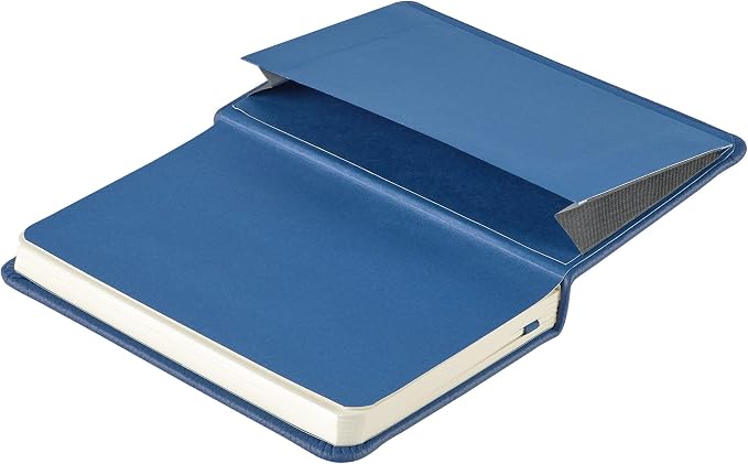 Leather Pocket Notebook, Writing Journal, Full-Grain Leather, Narrow Ruled Paper, Notebooks for Work & School, Pacific Blue (5.7" x 3.8”)