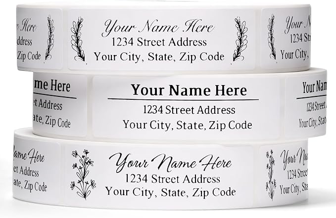 Address Labels Personalized Return Address Labels (10-1000) Personalized Custom Mailing Label for Envelopes 2.5" x 0.75" Self Adhesive Return Stickers Roll, White