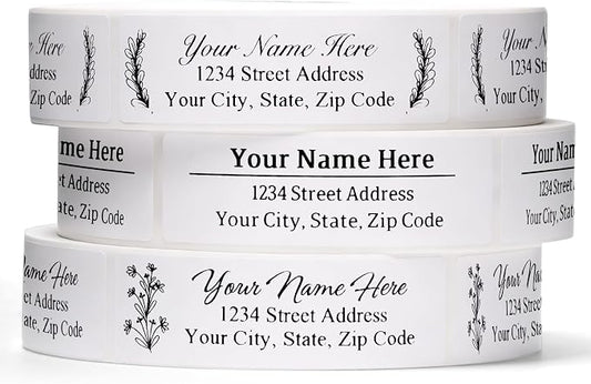 Address Labels Personalized Return Address Labels (10-1000) Personalized Custom Mailing Label for Envelopes 2.5" x 0.75" Self Adhesive Return Stickers Roll, White