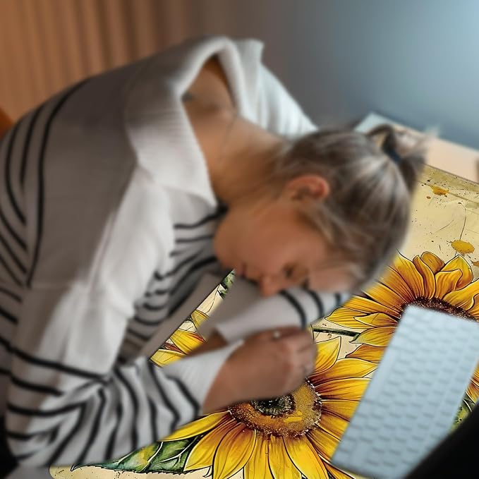 Heated Desk Pad Large Mouse Pad 31.5 x 13 inch with 3 Levels Heating & Auto Shut-Off Warm Mouse pad PU Leather Computer Mousepad for Home Office Work - Cute Bee Sunflower