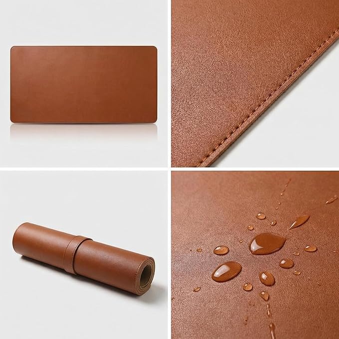 Non-Slip Desk Pad,Desk mat,Mouse Pad,Office Desk mat,Waterproof PU Leather Desk Blotter Mat,Laptop Desk Pad,Desk Writing Pad for Office and Home (Brown, 14.18'' x 14.97'')