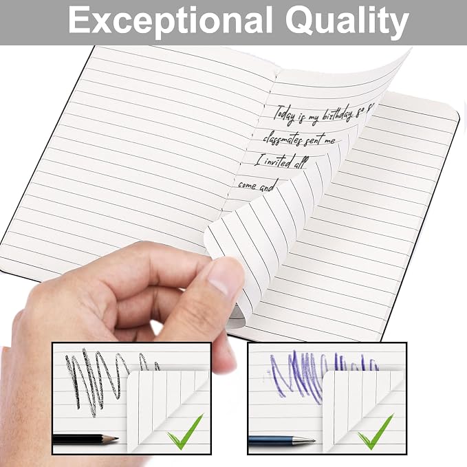 LABUK 12pcs Pocket Notebook 3.5 x 5.5in, Lined Small Notebooks, Black Softcover Memo Notepad for Men Women, 30 Sheets, 60 Pages