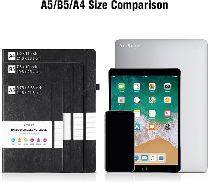 College Ruled Notebook A5, 312 Numbered Pages Diary, Lined Leather Journal | Extra-Thick with 2X Writing Space, 100gsm No Bleed Paper, Hardcover, Lay-Flat, for Work, School, Meeting Notes & Journaling