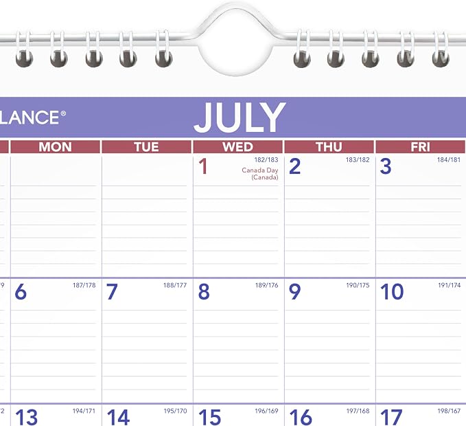 AT-A-GLANCE Wall Calendar 2026-2027 Planner, Academic 12-Month July-June, Monthly, 11" x 8", Ruled Daily Blocks (AY128)