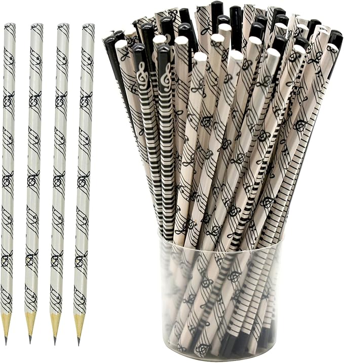68 PCS Music Pencils with Musical Instruments Patterns - HB Wooden Pencils for School Teachers and Artists