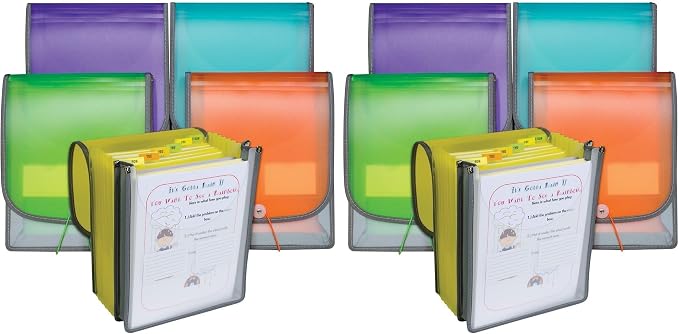C-Line 7-Pocket Vertical Backpack File, Assorted, 1" x 10 1/4" x 12 3/4" (Pack of 2)
