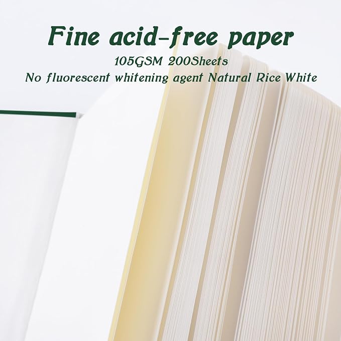 Mix Media Pad,3.5"x5.5" Small Hardcover Leather Art Sketchbook,105 GSM 200 Sheets/400 Pages Acid Free Artistic Painting Drawing Sketching Writing Paper, Handy Pocket Journal Notebook.Blackish Green