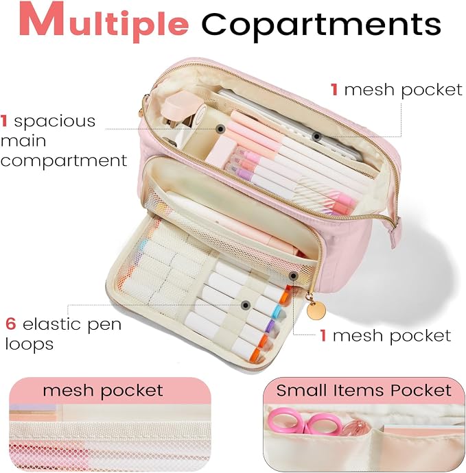 Sooez Large Pencil Case Pouch, Soft Pencil Bag with Zipper, Pen Bag Wide Opening, School Supplies Cute Pencil Case for Girls Boy Men Women, Black