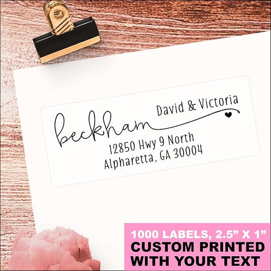 White Address Labels - Personalized Return Address Labels, Mailing and Shipping Labels for Envelopes, Packages, Business, Home by PrettySweetParty (1000, Heart)
